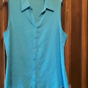 Turquoise sleeveless blouse